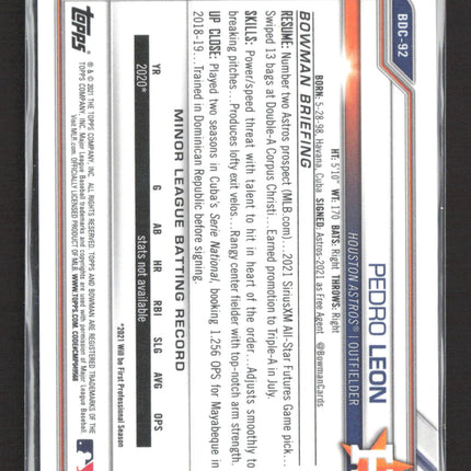 2018 Bowman Chrome Pedro Leon #BDC-92 Green Refractor 98/99