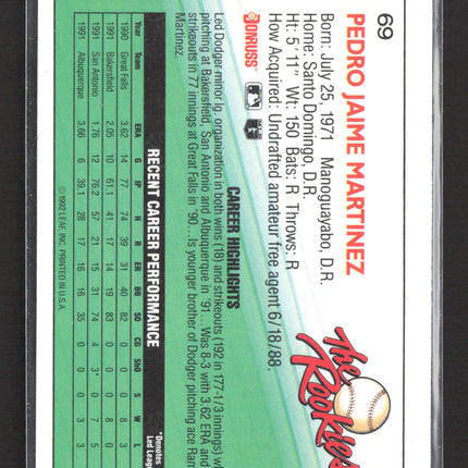 1992 Donruss The Rookies Pedro Martinez #69