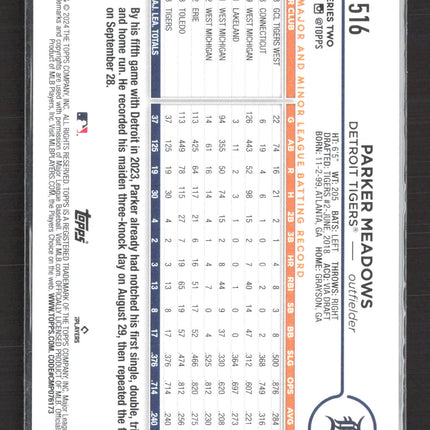 2024 Topps Series Two Parker Meadows #516 RC rainbow foil