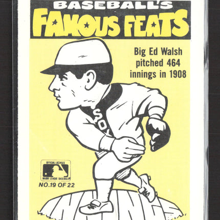 1981 Fleer Baseball Stickers Famous Feats Ed Walsh #19