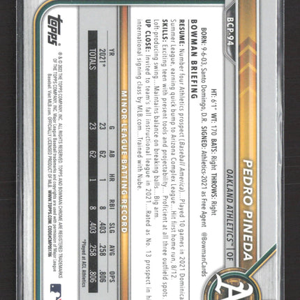 2022 Bowman Chrome Pedro Pineda #BCP-94