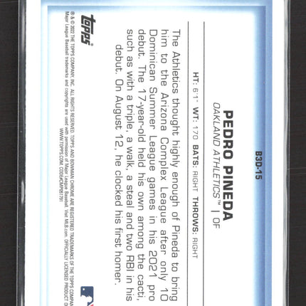 2022 Bowman Chrome Bowman in 3D Pedro Pineda #B3D-15
