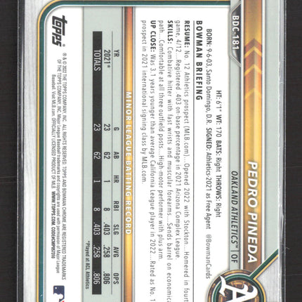 2022 Bowman Chrome Pedro Pineda #BDC-181 Speckle Refractor