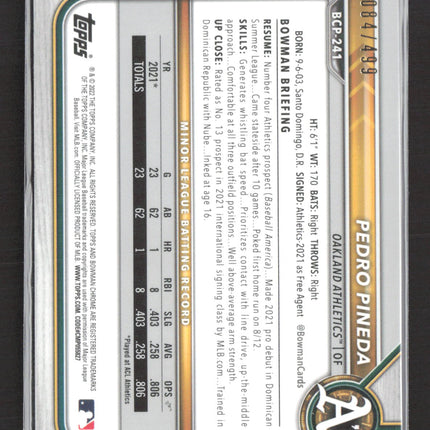 2022 Bowman Chrome Pedro Pineda #BCP-241 refractor