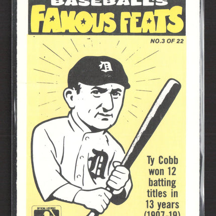 1981 Fleer Baseball Stickers Ty Cobb #3 Sticker