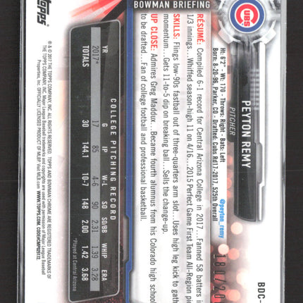 2017 Bowman Chrome Peyton Remy #BDC-113 Blue Refractor 1st Bowman /200
