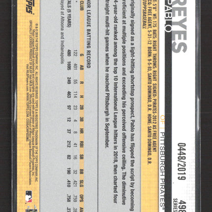 2019 Topps Series 2 Pablo Reyes #498 Gold RC 0448/2019