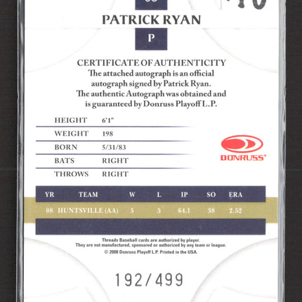 2008 Donruss Threads Patrick Ryan #83 auto /499