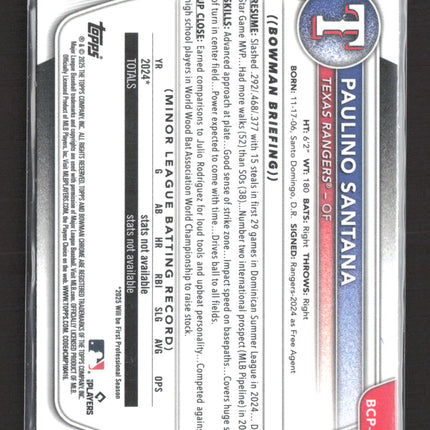2024 Bowman Chrome Paulino Santana #BCP-72 Blue Sapphire