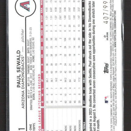 2024 Topps Series 1 Paul Sewald #271 Blue Crackle /999