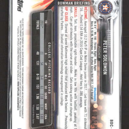 2017 Bowman Draft Chrome Peter Solomon #BDC-148 Blue Refractor 192/200