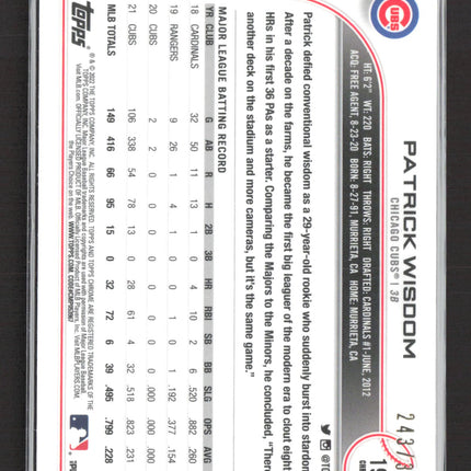 2022 Topps Chrome Patrick Wisdom #198 Pink speckle Refractor /350