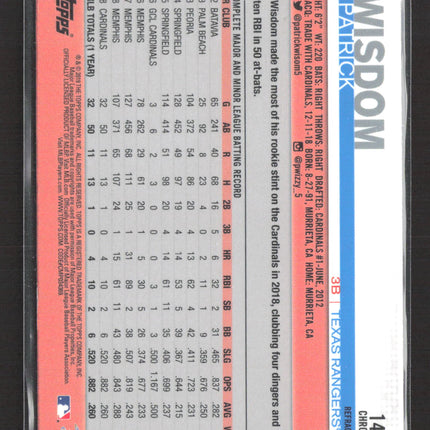 2019 Topps Chrome Patrick Wisdom #146 Gold X-Fractor Refractor RC