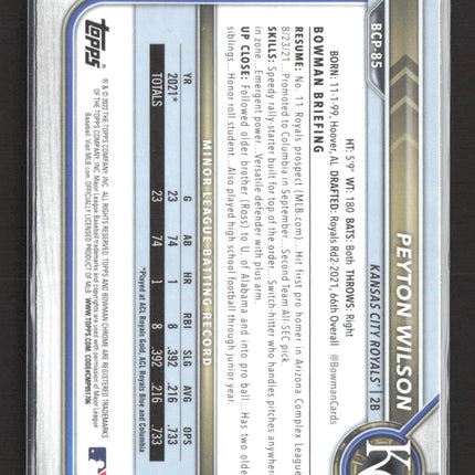 2022 Bowman Chrome Peyton Wilson #BCP-85 1st Bowman