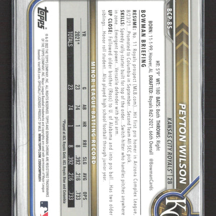 2022 Bowman Chrome Mojo Peyton Wilson #BCP-85 Refractor 1st Bowman