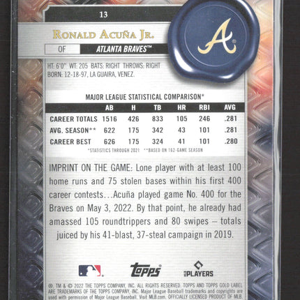 2022 Topps Gold Label Ronald Acuna Jr. #13