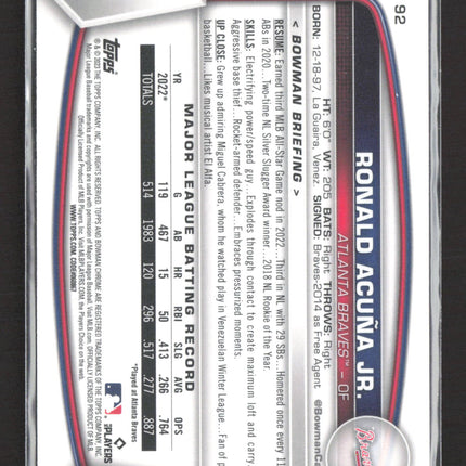 2023 Topps Bowman Chrome Ronald Acuna Jr. #92 Mojo Refractor