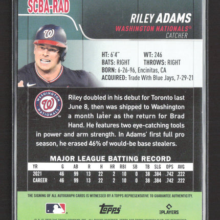 2022 Topps Stadium Club Riley Adams #SCBA-RAD RC auto