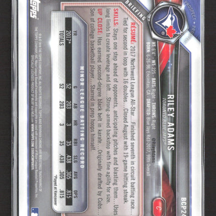 2018 Topps Bowman Chrome Riley Adams #BCP241 Green Refractor 92/99