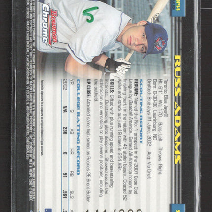 2002 Bowman Chrome Russ Adams #BDP14 Refractor /300