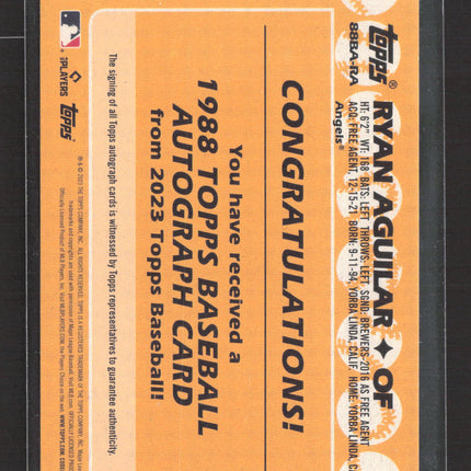 2023 Topps 1988 Topps Baseball Ryan Aguilar #88BA-RA RC auto