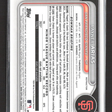 2024 Bowman Chrome Rayner Arias #BCP-127 Refractor 334/499