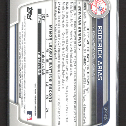 2023 Bowman 1st Edition Roderick Arias #BPPF-135