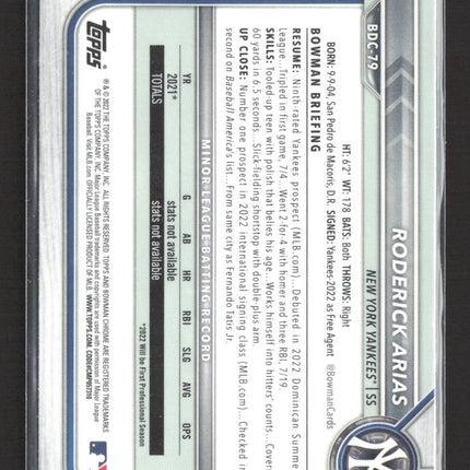 2022 Bowman Chrome Roderick Arias #BDC-79