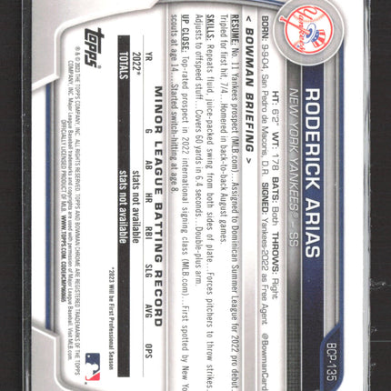 2023 Bowman Chrome Roderick Arias #BCP-135