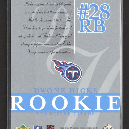 2003 Upper Deck SP Signature Edition Dwone Hicks #195 147/250