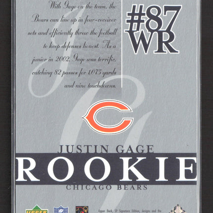 2003 Upper Deck SP Signature Edition Justin Gage #183 117/250