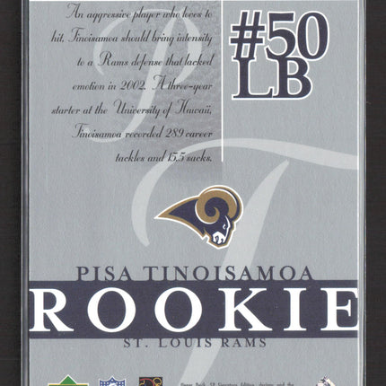 2003 Upper Deck SP Signature Edition Pisa Tinoisamoa #154 317/750