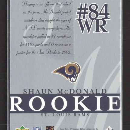 2003 Upper Deck SP Signature Edition Shaun McDonald #133 448/750