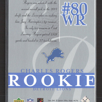 2003 Upper Deck SP Signature Edition Charles Rogers #128 209/750
