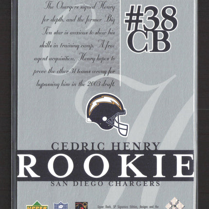 2003 Upper Deck SP Signature Edition Cedric Henry #126 180/750