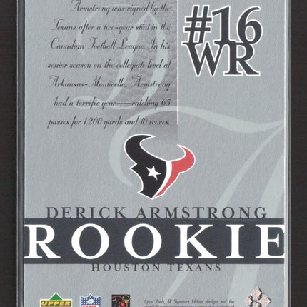 2003 Upper Deck SP Signature Edition Derick Armstrong #107 168/750