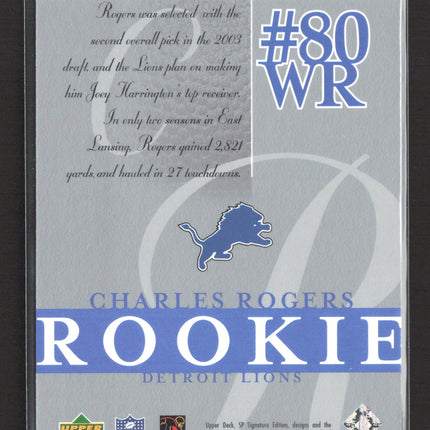2003 Upper Deck SP Signature Edition Charles Rogers #128 739/750