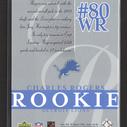 2003 Upper Deck SP Signature Edition Charles Rogers #128 445/750