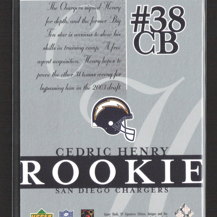2003 Upper Deck SP Signature Edition Cedric Henry #126 /750