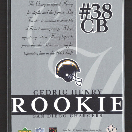 2003 Upper Deck SP Signature Edition Cedric Henry #126 /750
