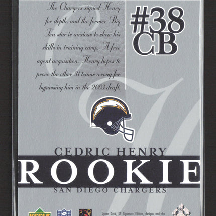 2003 Upper Deck SP Signature Edition Cedric Henry #126 /750