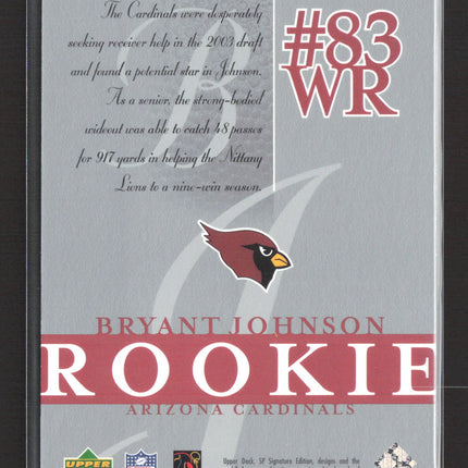 2003 Upper Deck SP Signature Edition Bryant Johnson #124 452/750