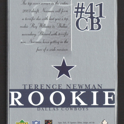 2003 Upper Deck SP Signature Edition Terence Newman #118 160/750