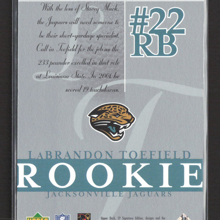 2003 Upper Deck SP Signature Edition LaBrandon Toefield #114 381/750