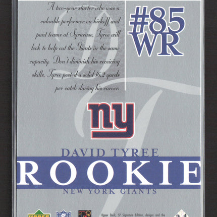 2003 Upper Deck SP Signature Edition David Tyree #155 398/750