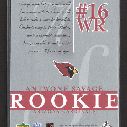 2003 Upper Deck SP Signature Edition Antwone Savage #142 355/750