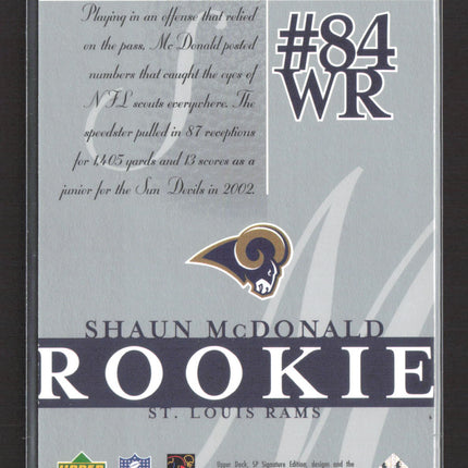 2003 Upper Deck SP Signature Edition Shaun McDonald #133 706/750