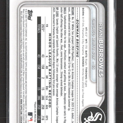2024 Bowman Ryan Burrowes #BP-119 1st Bowman