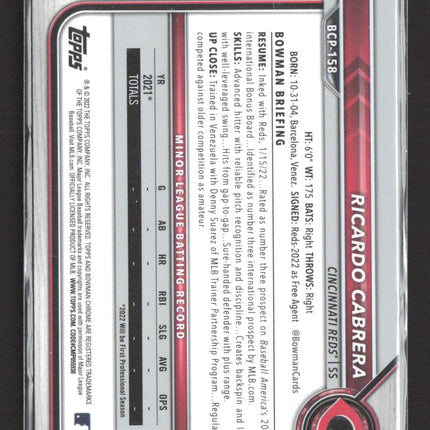 2022 Topps Bowman Chrome Mojo Ricardo Cabrera #BCP-158 Refractor