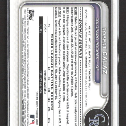 2024 Bowman Chrome Robert Calaz #BCP-131 1st Bowman
